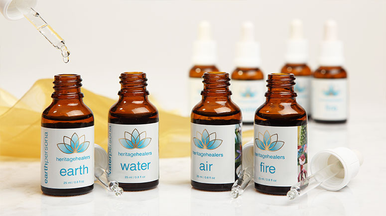 Heritage Healers Australian wildflower essence dropper bottles used in the Wildflower Healing Facial