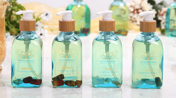 Heritage Healers aromatherapy oil blends with crystals