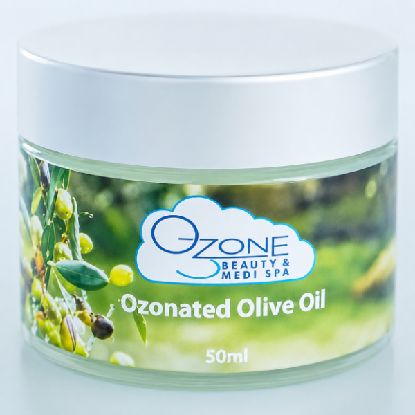 Ozone Beauty & Medi Spa ozonated olive oil jar