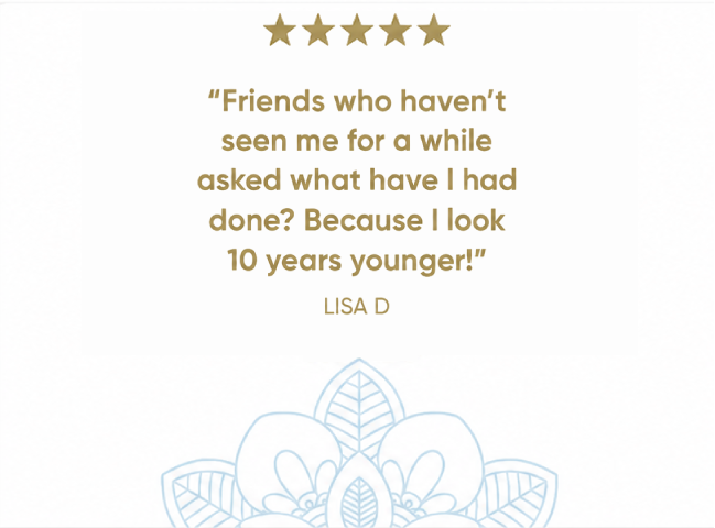 HIFU client review from Lisa D — friends say she looks 10 years younger